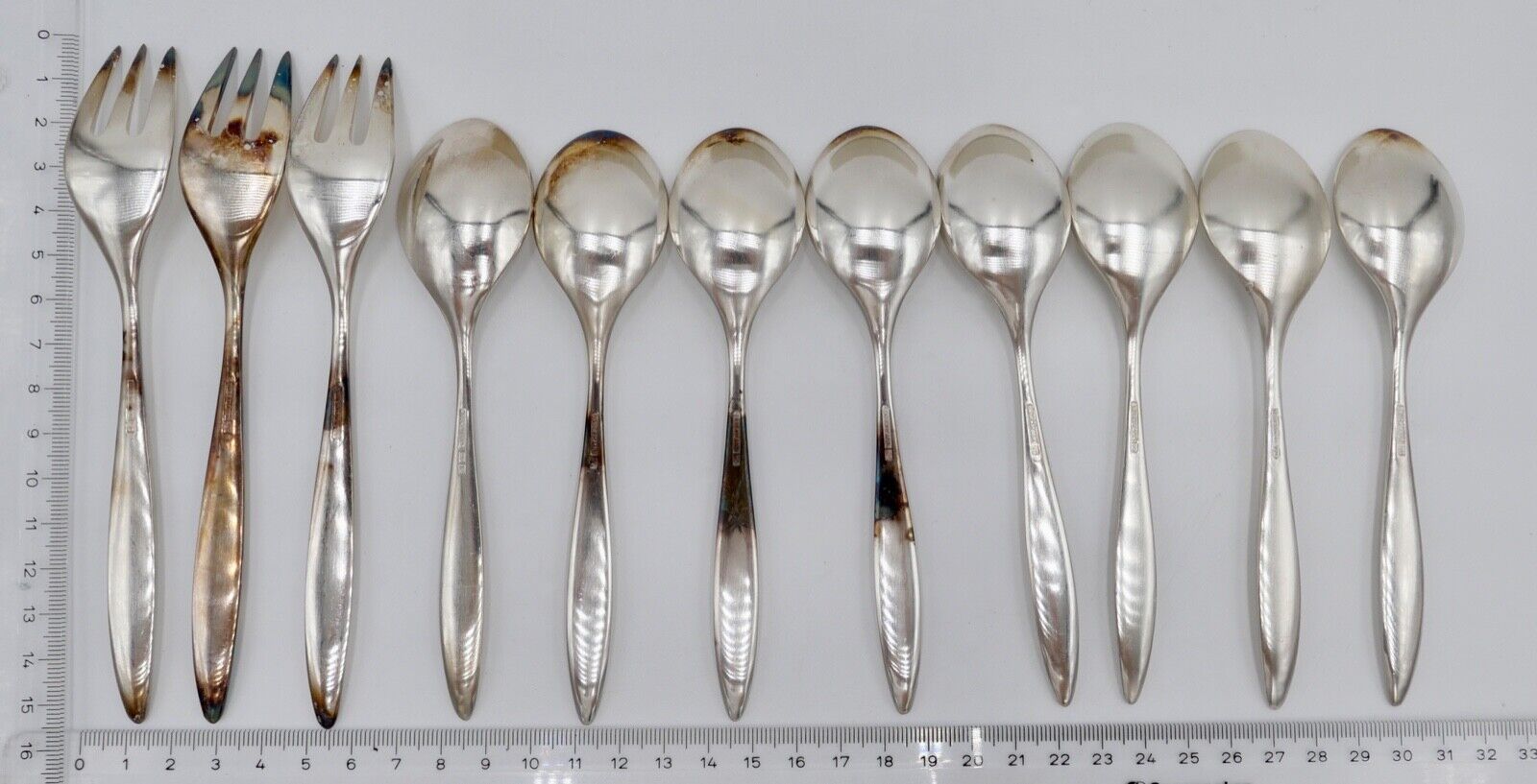 - NEU - 11 Teile BRUCKMANN 763 PRINCESS - 90er Silber Kuchengabel Kaffelöffel - Antikhandel-Stuttgart