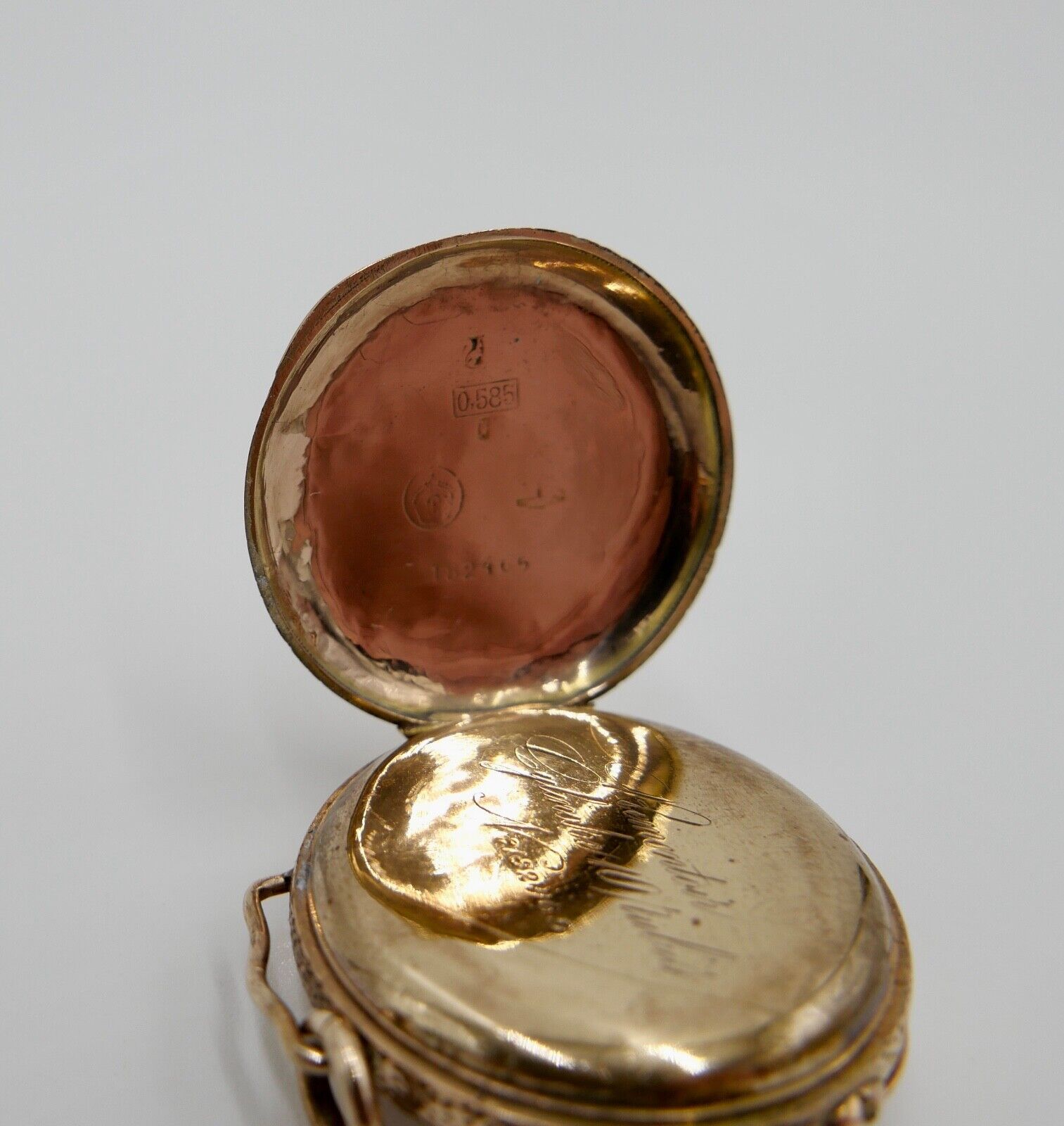 Antike Schweizer Damen Taschenuhr Kettenuhr 585 Gold Floral Emaille OPEN FACE - Antikhandel-Stuttgart