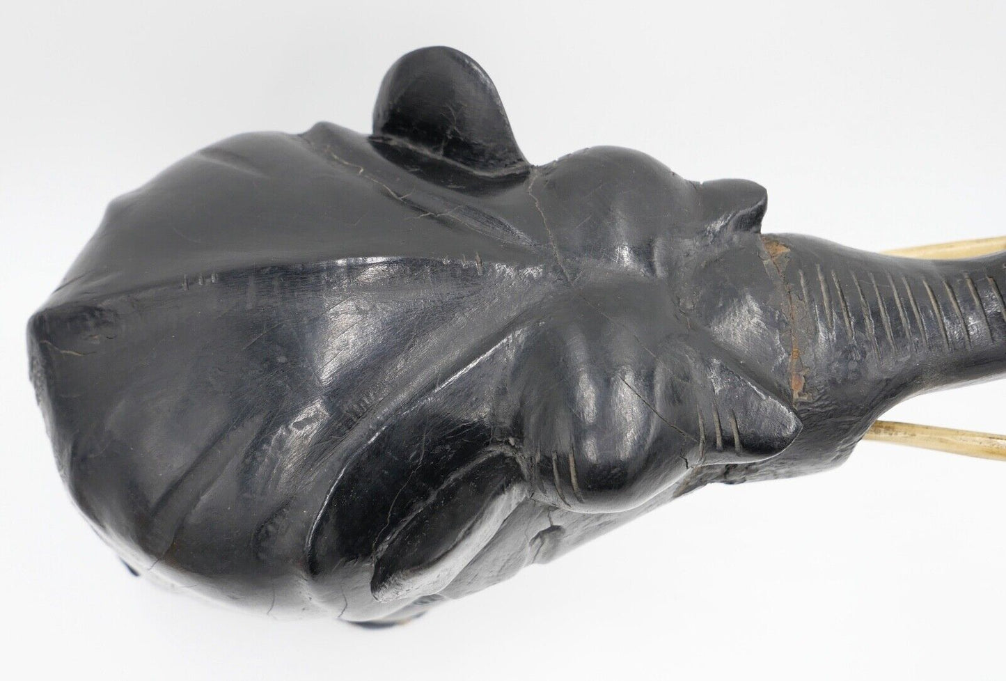 Großer massiver antiker Afrikanischer Holz Elefant 48x38 cm beschichtet 6,1 Kg - Antikhandel-Stuttgart