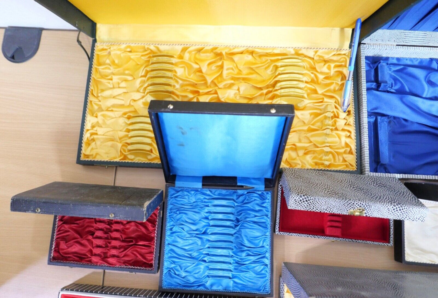 Konvolut antik alte Besteckkasten Aufbewahrung BERNDORF WENZ SCHILLING MAYER - Antikhandel-Stuttgart