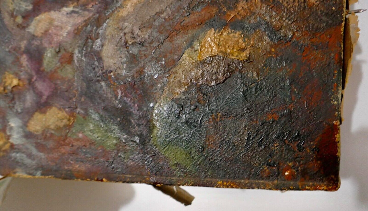 altes Ölgemälde 78x67cm signiert " BERGE BACH " Landschaft - Antikhandel-Stuttgart