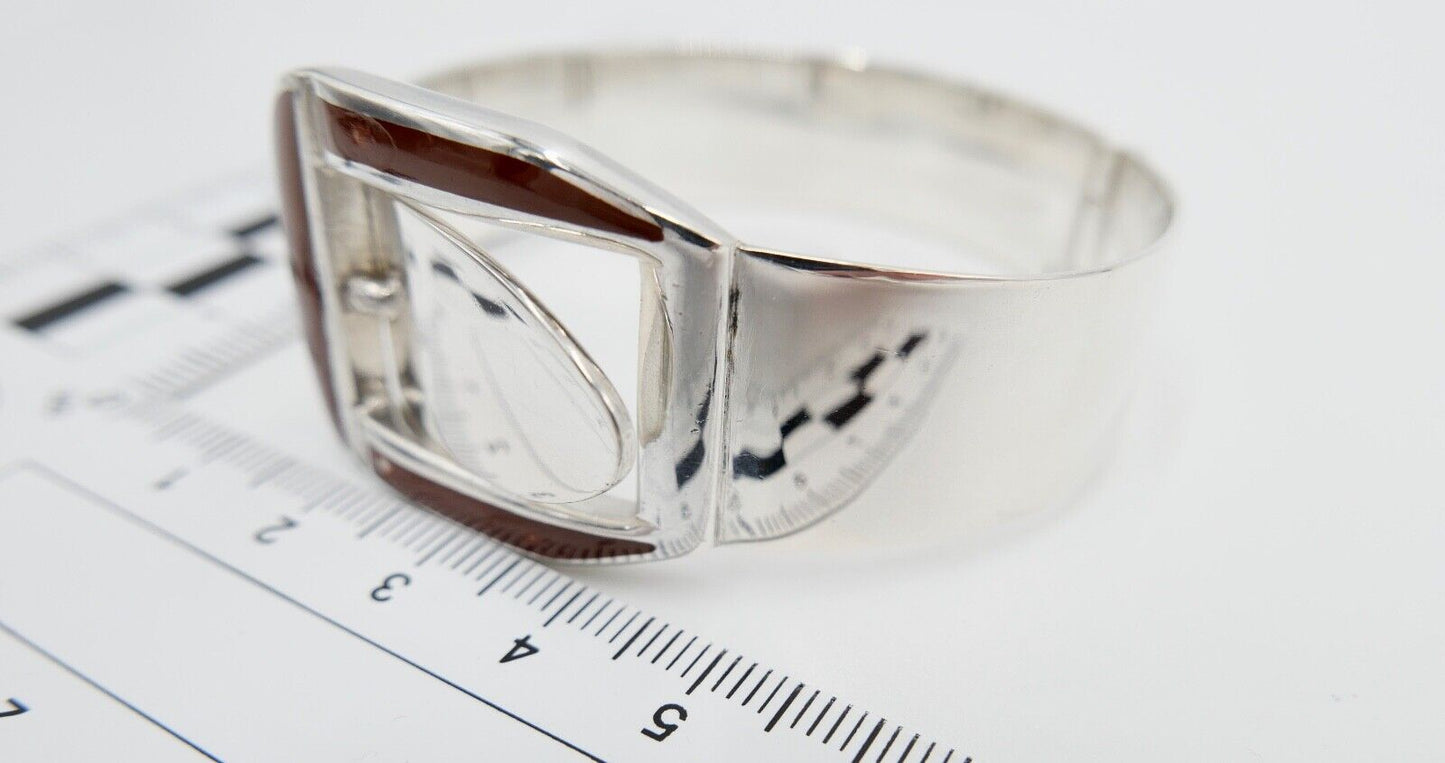 Vintage Gucci Armreif Spange Gürtel Emaille Enamel 800 Bracelet FI195 ITALY 1970 - Antikhandel-Stuttgart