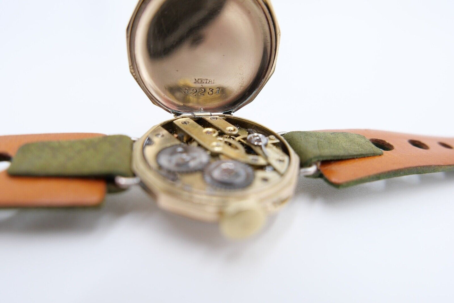 Damenuhr um 1900 floral Blumen Motiv GOLD 585 / 14K Handaufzug neues Band + Glas - Antikhandel-Stuttgart