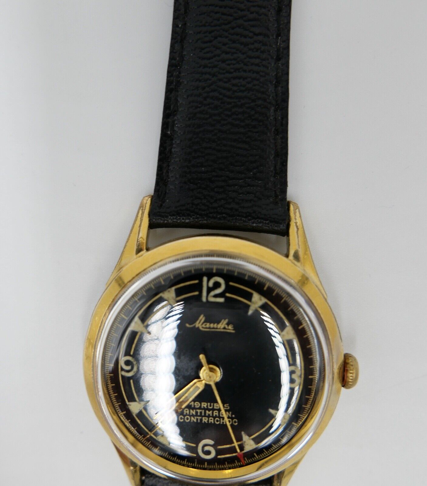 50er Jahre MAUTHE Contrachoc VW 100000 KM Herrenuhr Handaufzug Cal. 610 - Antikhandel-Stuttgart