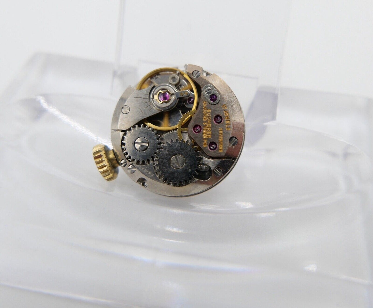 LÄUFT Bucherer Cal. 2412 Uhrwerk Ziffernblatt Zeiger Krone voll funktionsfähig - Antikhandel-Stuttgart