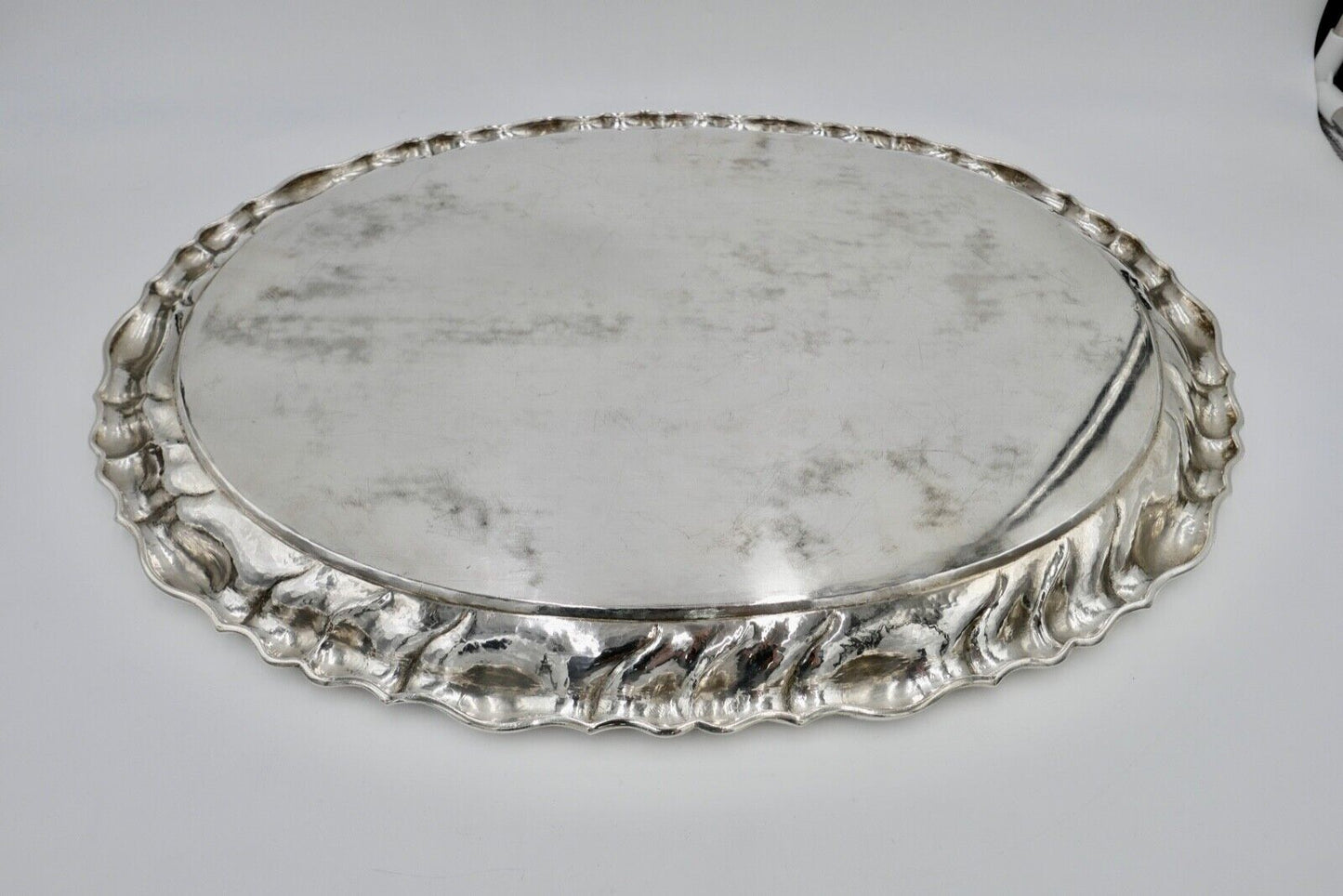 Antik Silbertablett Servierplatte Österreich Ungarn ÖMM 50x37cm 800er Budapest - Antikhandel-Stuttgart