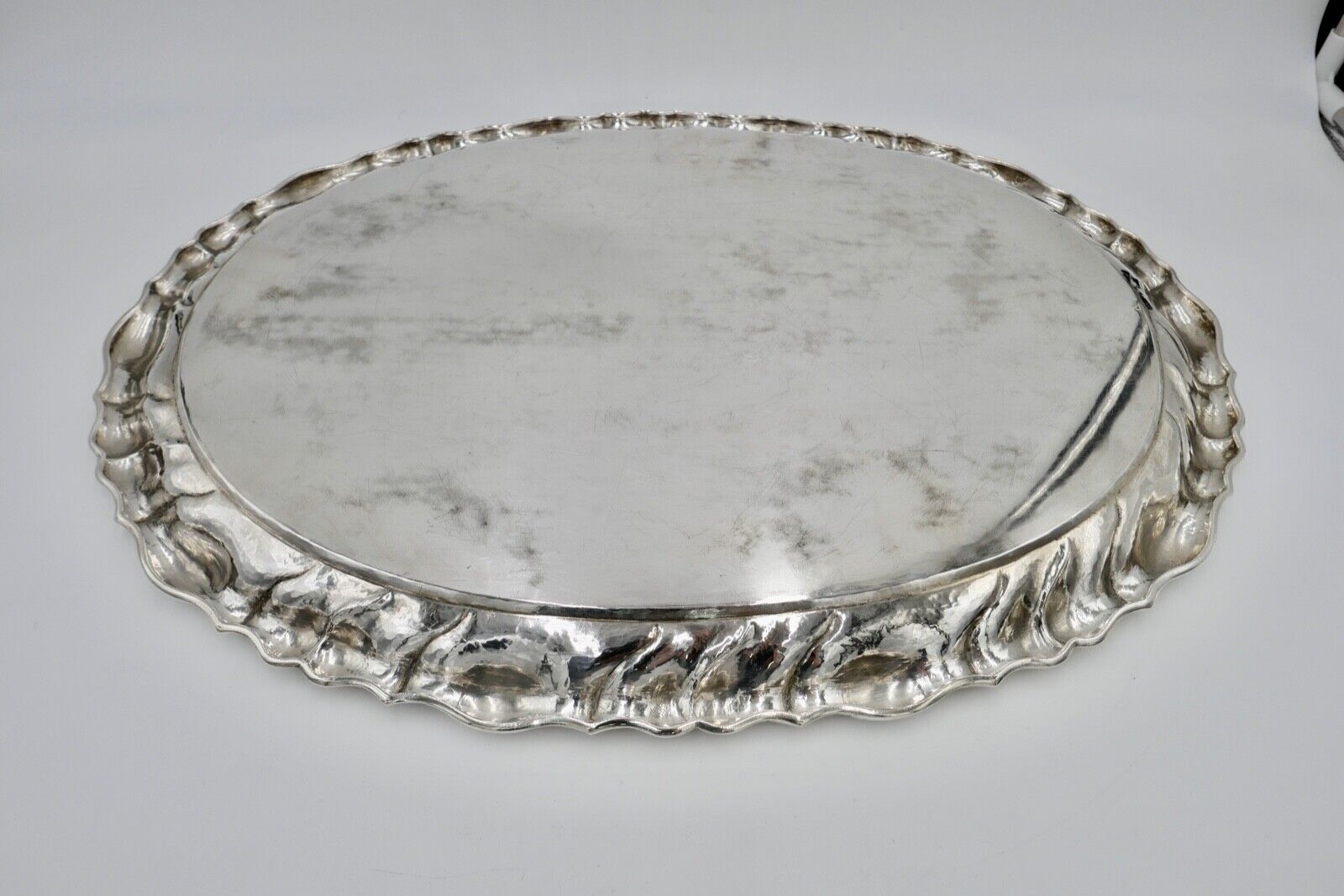 Antik Silbertablett Servierplatte Österreich Ungarn ÖMM 50x37cm 800er Budapest - Antikhandel-Stuttgart