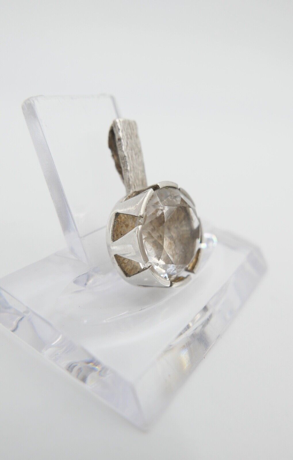 NIELSEN 925S RNS Silber Anhänger mit großem Bergkristall Ø 18 mm - Antikhandel-Stuttgart