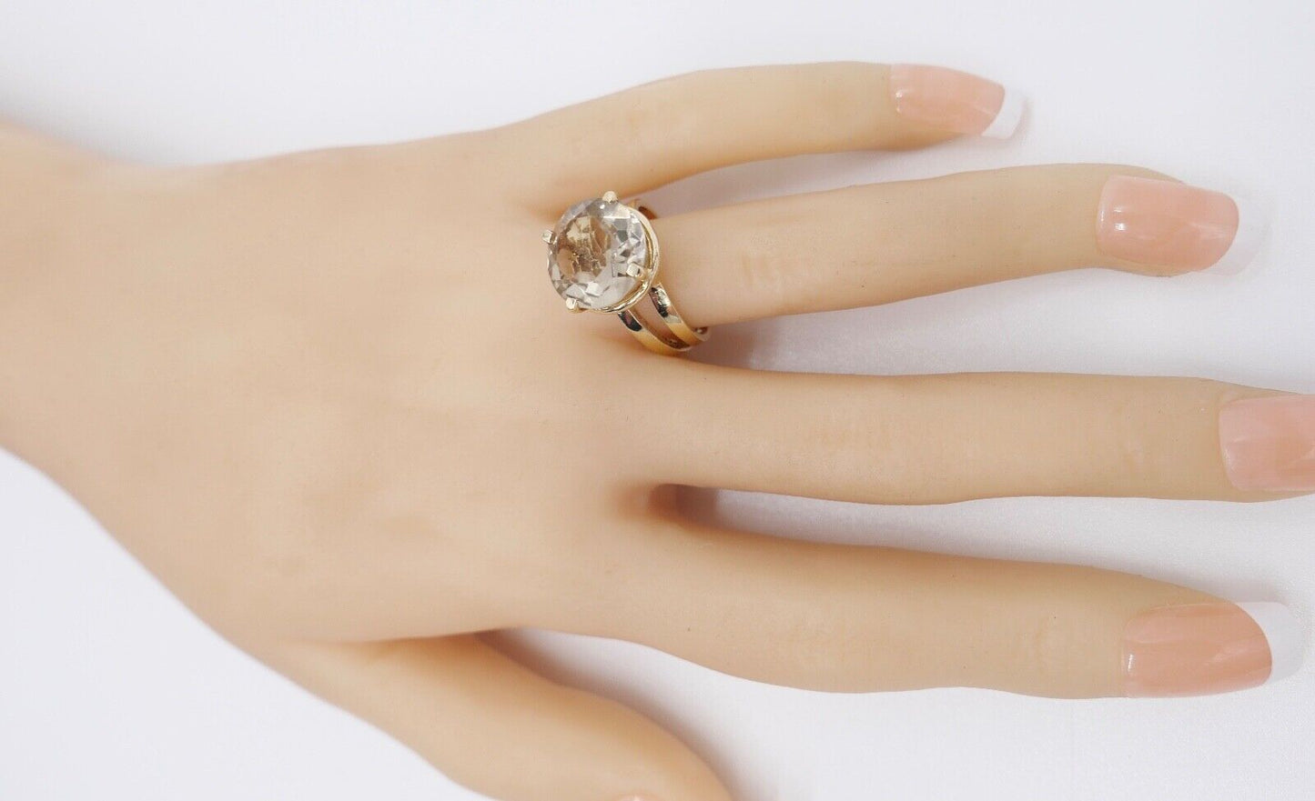 Gelb Gold Damen Ring Gr. 55 mit großem 6,6 Ct Rauchquarz 375 9K - Antikhandel-Stuttgart