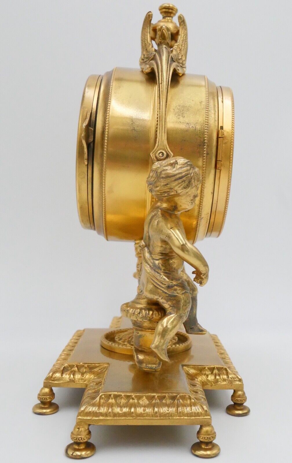 Collection D'Art Frankreich Kaminuhr Tischuhr 8 Tage Kinder Motiv 1960 vergoldet - Antikhandel-Stuttgart