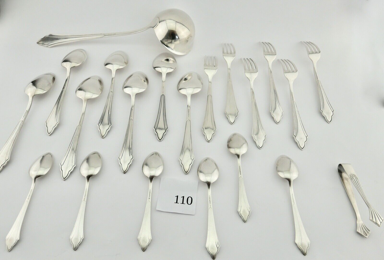 21 Tlg WMF 900 Fächermuster 90er cutlery Besteck Gabel Löffel Schöpfer Zange - Antikhandel-Stuttgart