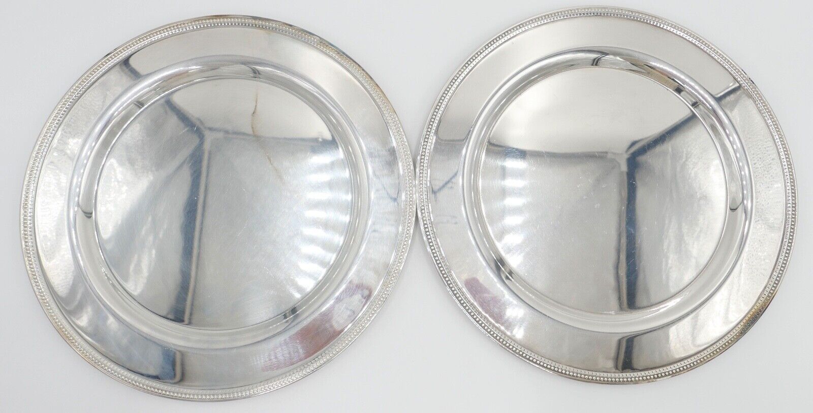 NEUwertig 5 Stück ONEIDA USA Servierplatte Platte Teller versilbert Perlenrand - Antikhandel-Stuttgart