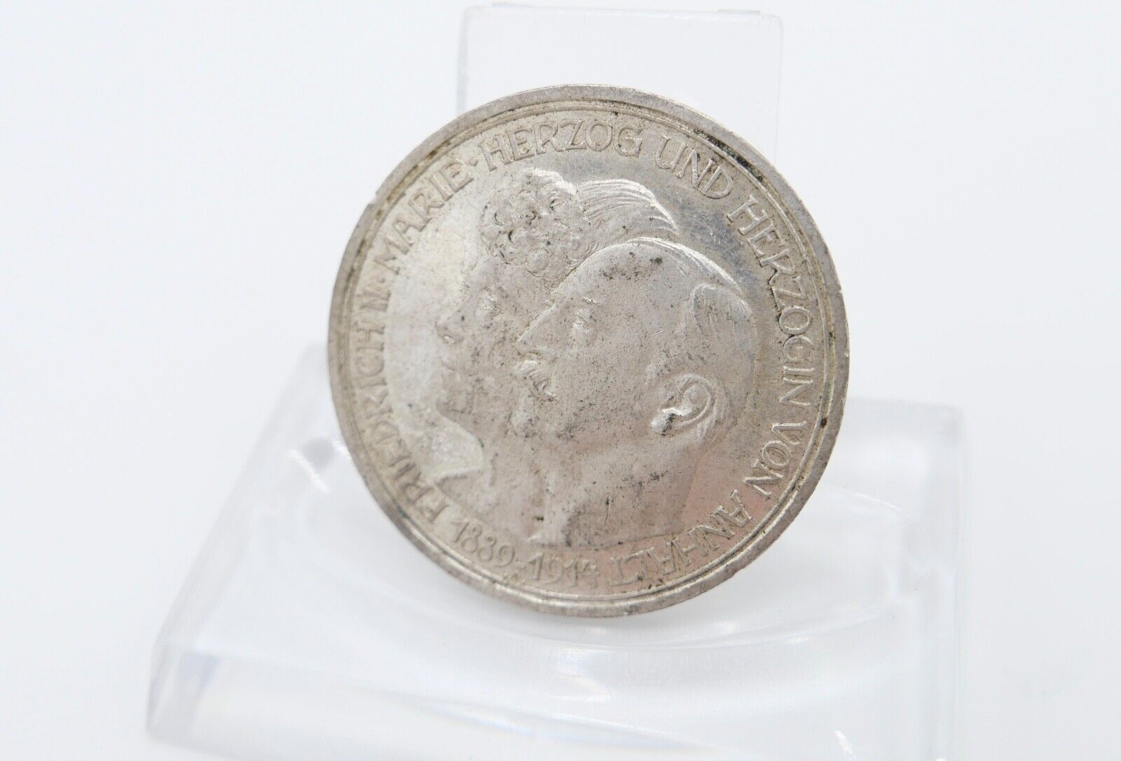 Silberhochzeit von Anhalt Friedrich II. Marie 3 Mark 1914 A Jäger J.24 VZ-STG - Antikhandel-Stuttgart