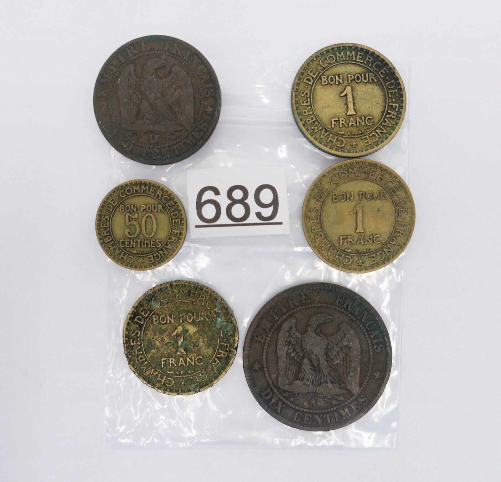 Konvolut Frankreich Napoleon III 1854 1855 3x 1 Franc 50 Centimes - Antikhandel-Stuttgart