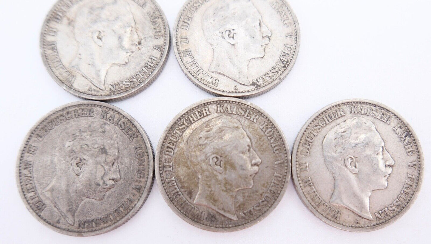 7x 2 Mark Wilhelm II Kaiser & König von Preußen Jäger J.102 - Antikhandel-Stuttgart