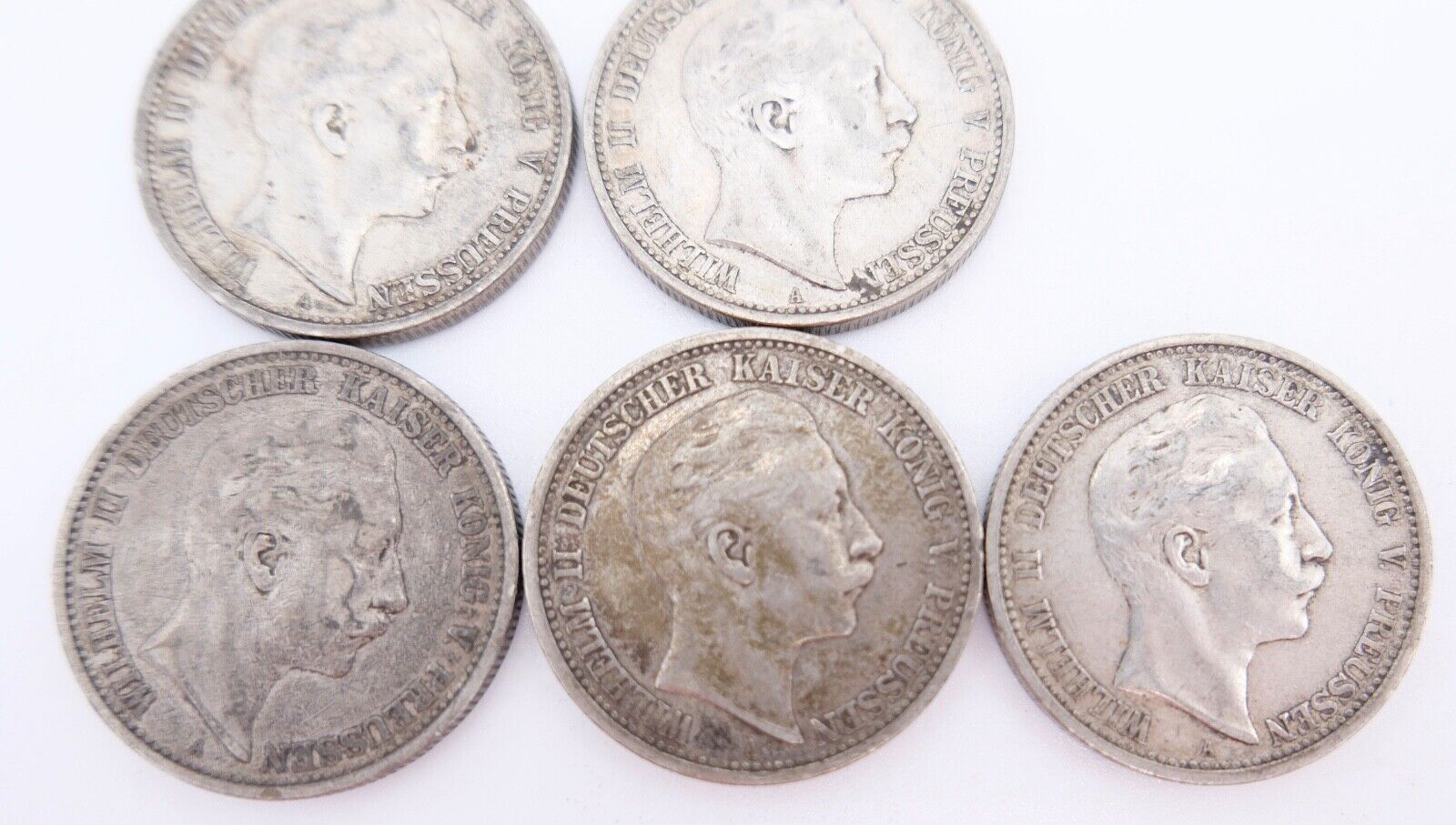 7x 2 Mark Wilhelm II Kaiser & König von Preußen Jäger J.102 - Antikhandel-Stuttgart