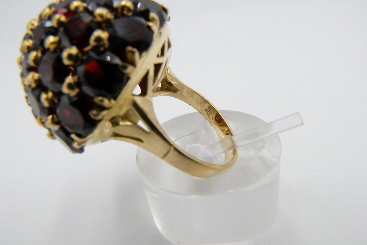 extravaganter massiver Granat Goldring 750 / 18K Gr. 55 hoher Kopf - Antikhandel-Stuttgart
