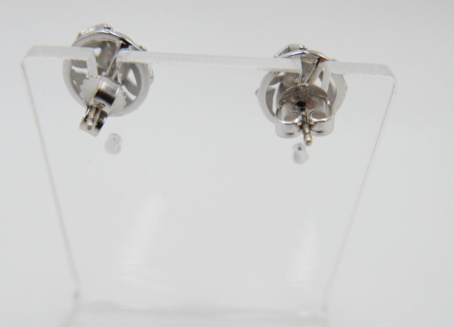 1970er Solitär Brillant Ohrringe Ohrstecker Weißgold 585 14K 0,06Ct - Antikhandel-Stuttgart