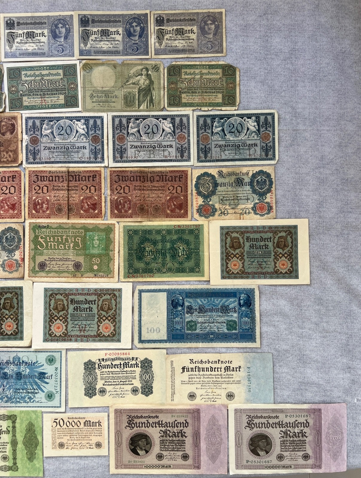 Posten 58x Inflation Geldscheine Banknoten Mark UNC dt. Reich Ro. 36 63 84 usw.