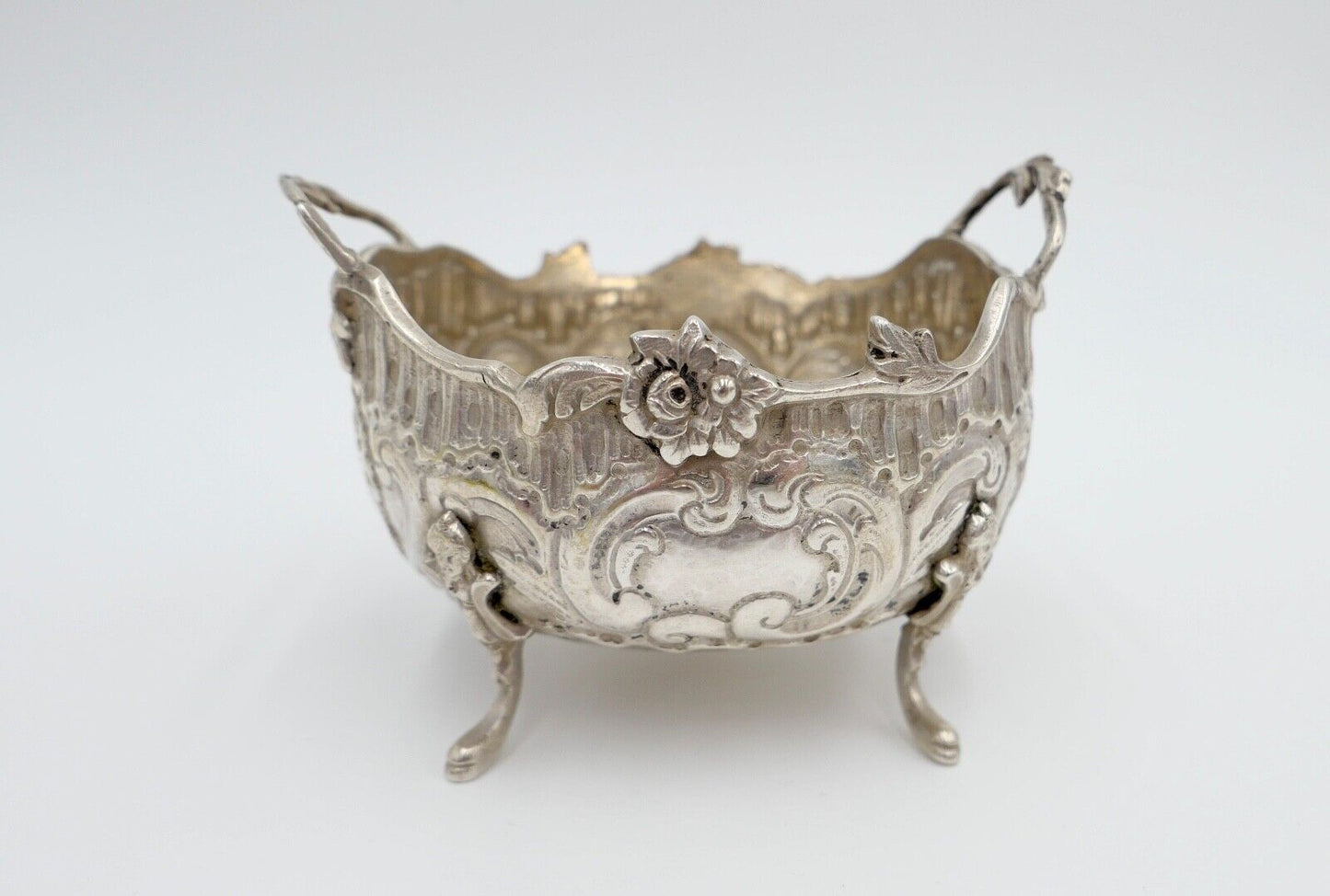 Alter Jugendstil Zucker Behälter Konfektschale 800 - 900 Silber 10x8 cm - Antikhandel-Stuttgart