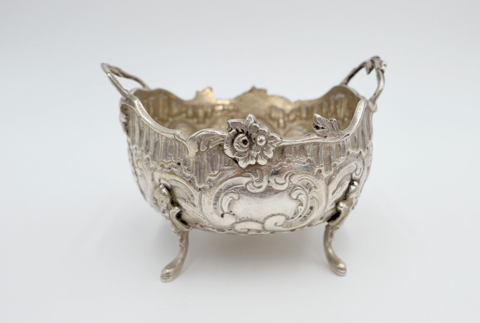 Alter Jugendstil Zucker Behälter Konfektschale 800 - 900 Silber 10x8 cm - Antikhandel-Stuttgart