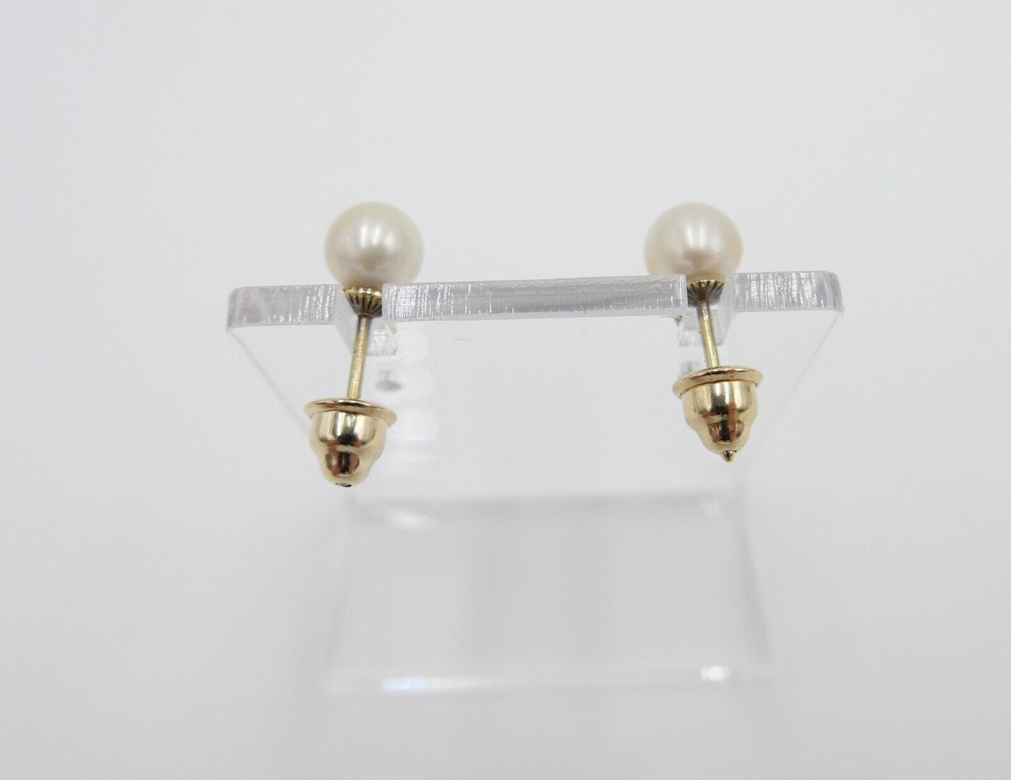 1980er Gelbgold 585 14K Perlen Ohrringe Ohrstecker Ø 6,8mm - Antikhandel-Stuttgart