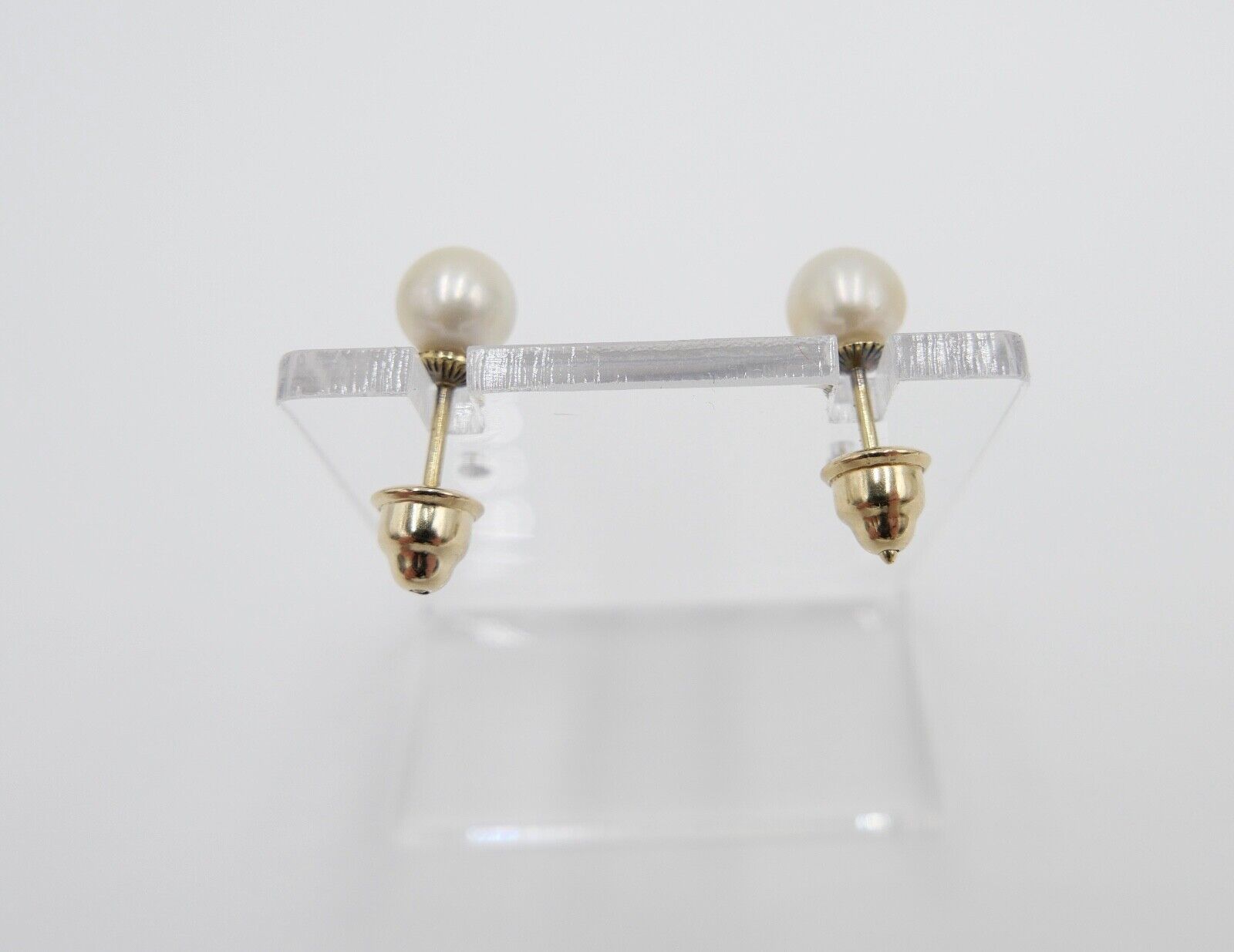 1980er Gelbgold 585 14K Perlen Ohrringe Ohrstecker Ø 6,8mm - Antikhandel-Stuttgart