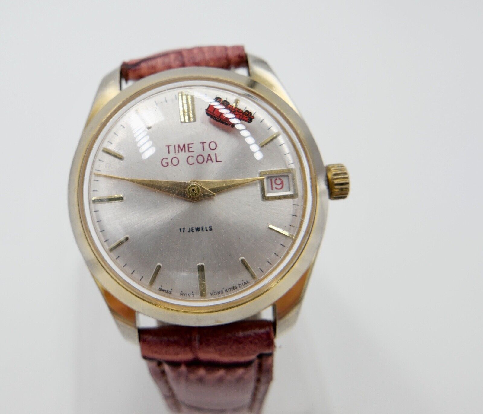 TIME TO GO COAL Ø 35mm Armbanduhr Kohle Bergwerk Zeche Spaß Uhr laufender LKW - Antikhandel-Stuttgart