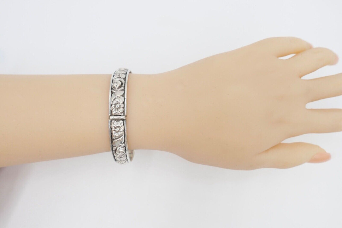 60er Jahre florales im Jugendstil Armband Silber 835 Blumendekor - Antikhandel-Stuttgart