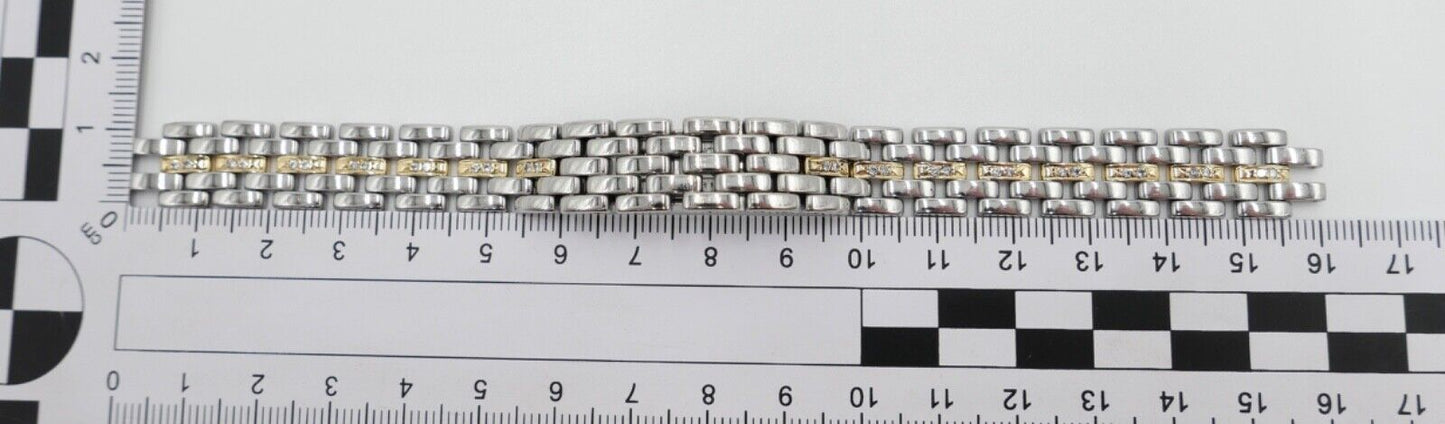 Vintage Cartier Panthere Brillanten Stahl / Gold 12 mm Armband Damen Bracelet - Antikhandel-Stuttgart