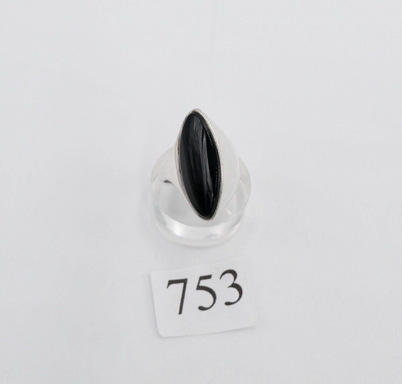 80er Silberrring Damen asymmetrisch skulpturale Ring ONYX Gr. 50 Silber 925 - Antikhandel-Stuttgart