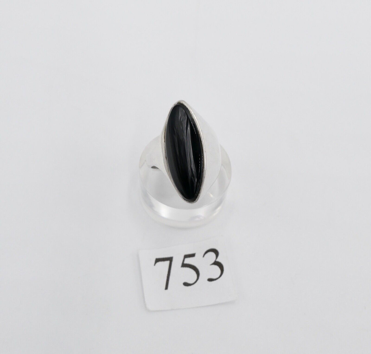 80er Silberrring Damen asymmetrisch skulpturale Ring ONYX Gr. 50 Silber 925 - Antikhandel-Stuttgart