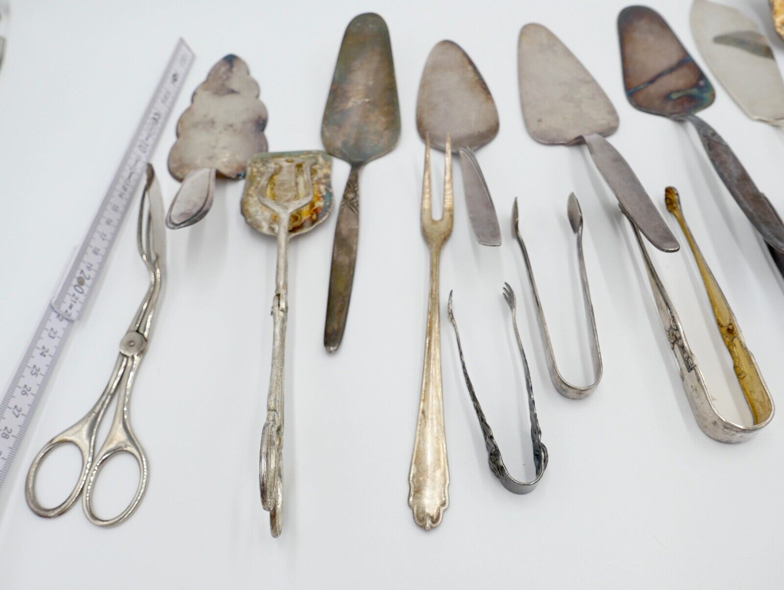 Konvolut Tortenheber Schere Zucke Fisch Fleisch WMF 90er Silberauflage 20 Stück - Antikhandel-Stuttgart