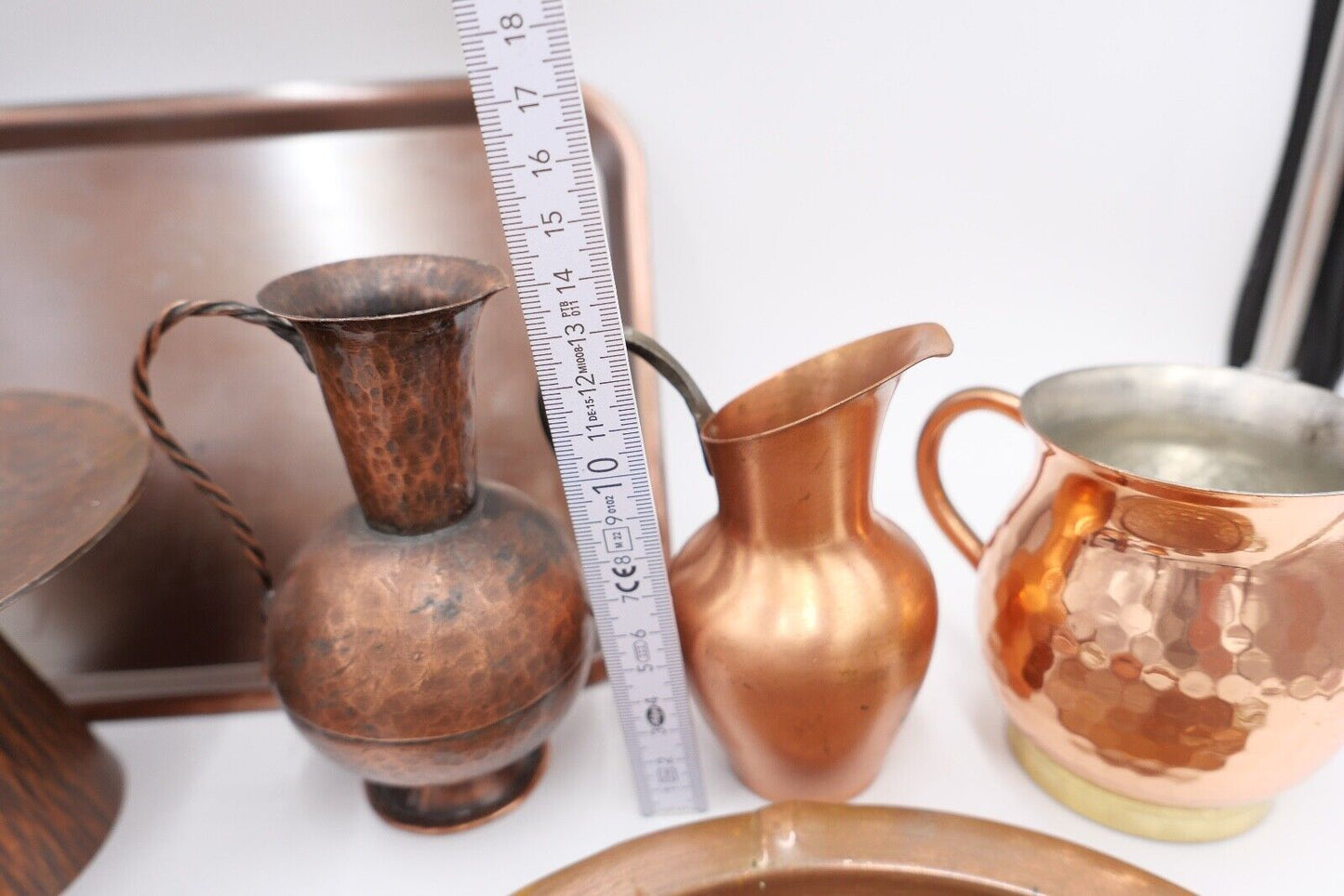 Posten großes Konvolut Kupfer Tablett Kännchen Kerzenständer etc Dekoration - Antikhandel-Stuttgart