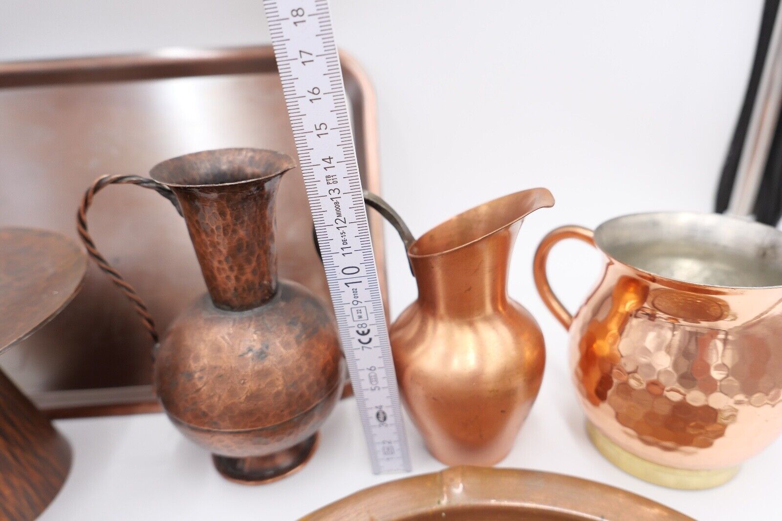 Posten großes Konvolut Kupfer Tablett Kännchen Kerzenständer etc Dekoration - Antikhandel-Stuttgart