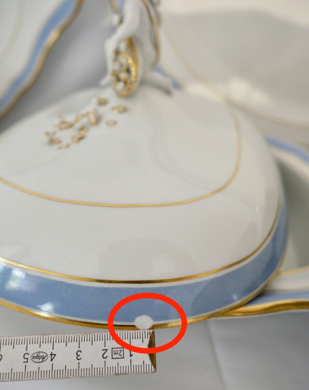 Knaufzeit seltenes Meissen Speiseservice Weiß Blau Gold Putto XXL Platte 1.Wahl - Antikhandel-Stuttgart