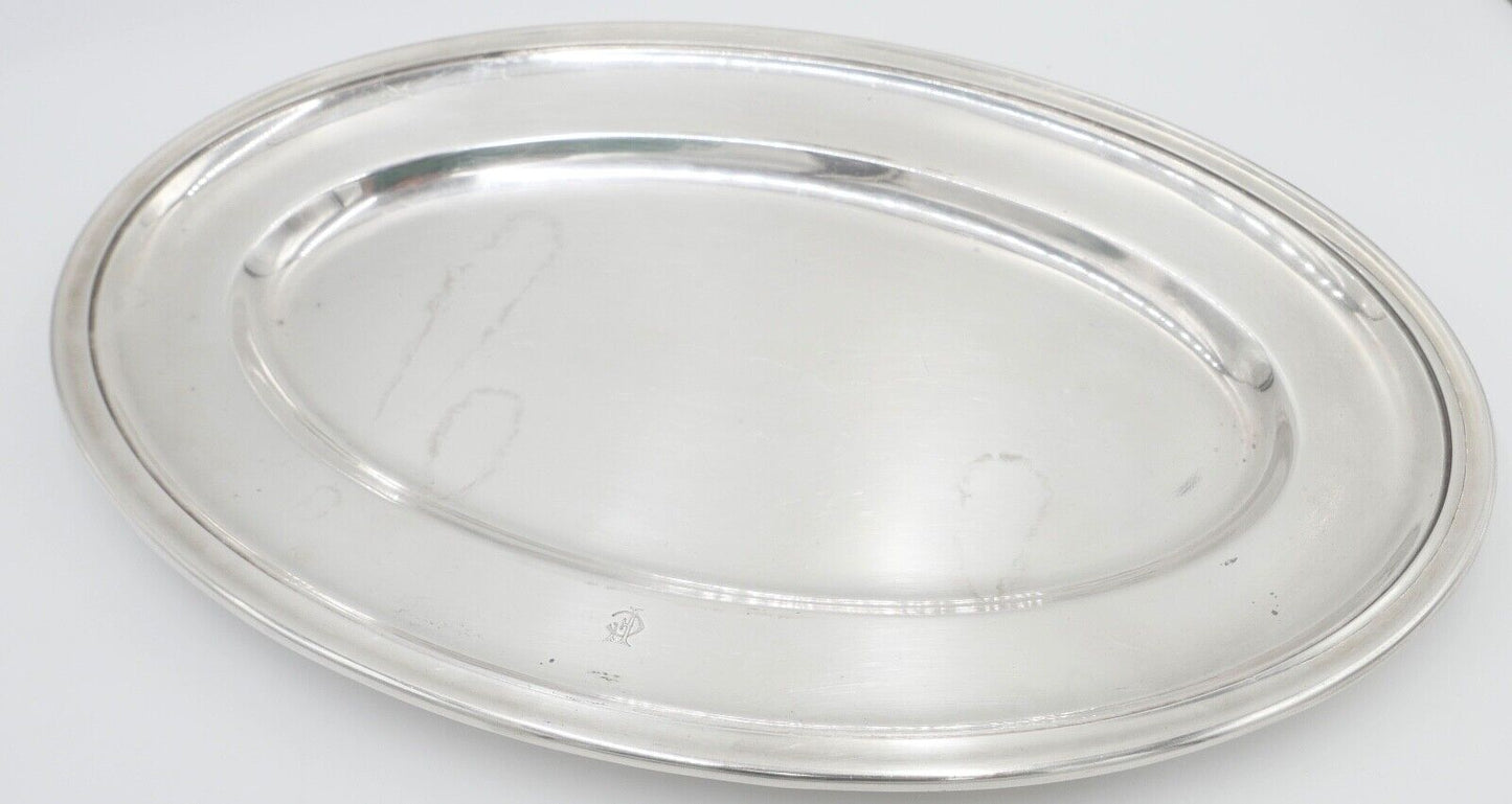 Tablett Servierplatte " Gebr. Hepp " 45x28 cm versilbert Monogramm FC CF - Antikhandel-Stuttgart