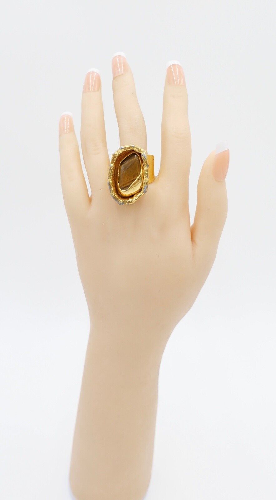 J. Hull - Jacob Hull Ring vergoldet mit Tigerauge - Antikhandel-Stuttgart