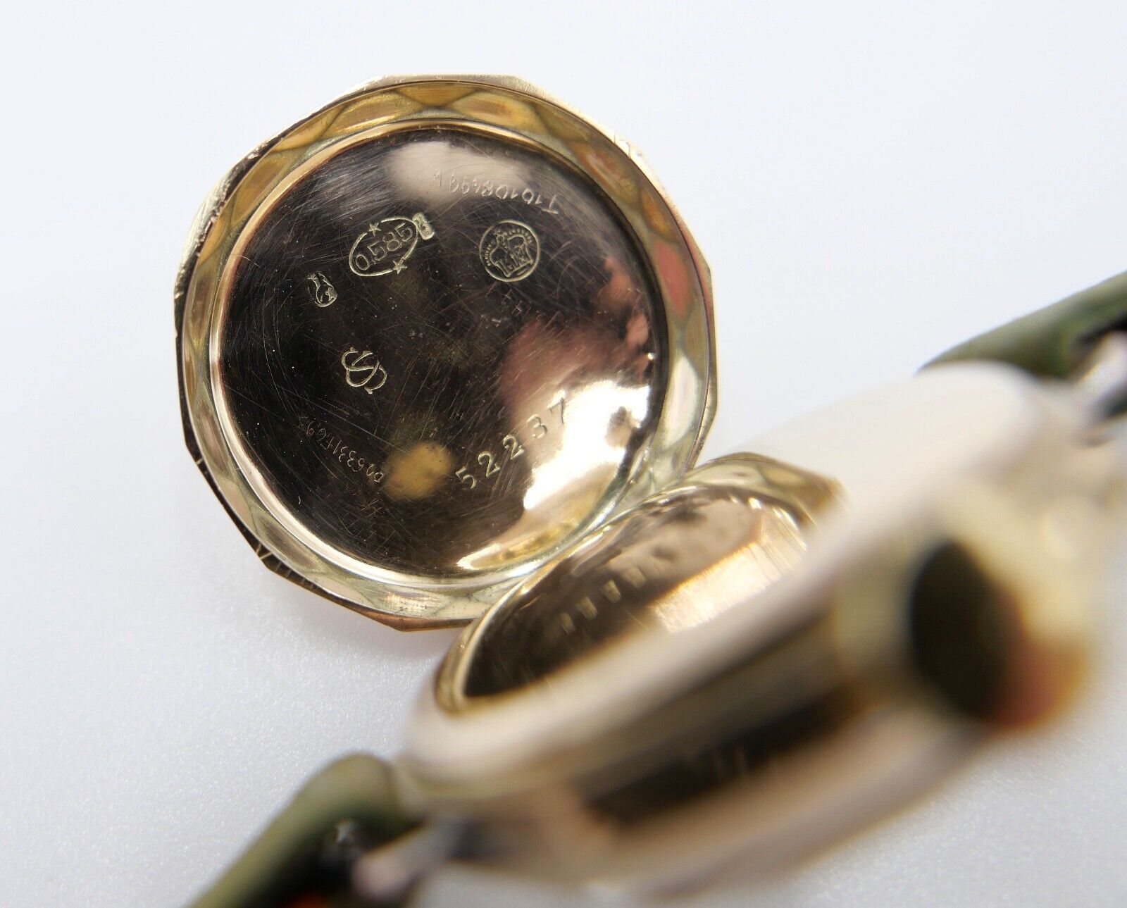 Damenuhr um 1900 floral Blumen Motiv GOLD 585 / 14K Handaufzug neues Band + Glas - Antikhandel-Stuttgart