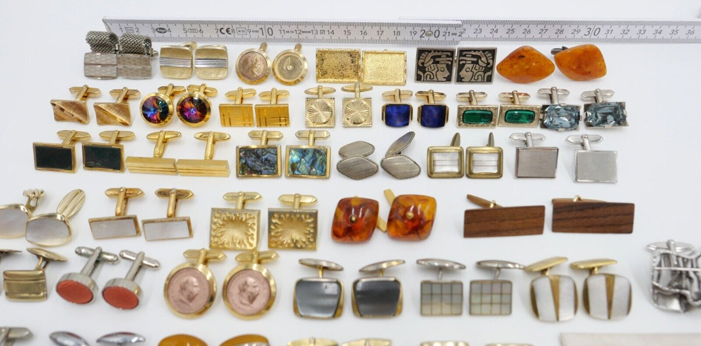 Konvolut LOT Posten Manschettenknöpfe NEU gebraucht 1960-1990er vergoldet 42 St - Antikhandel-Stuttgart