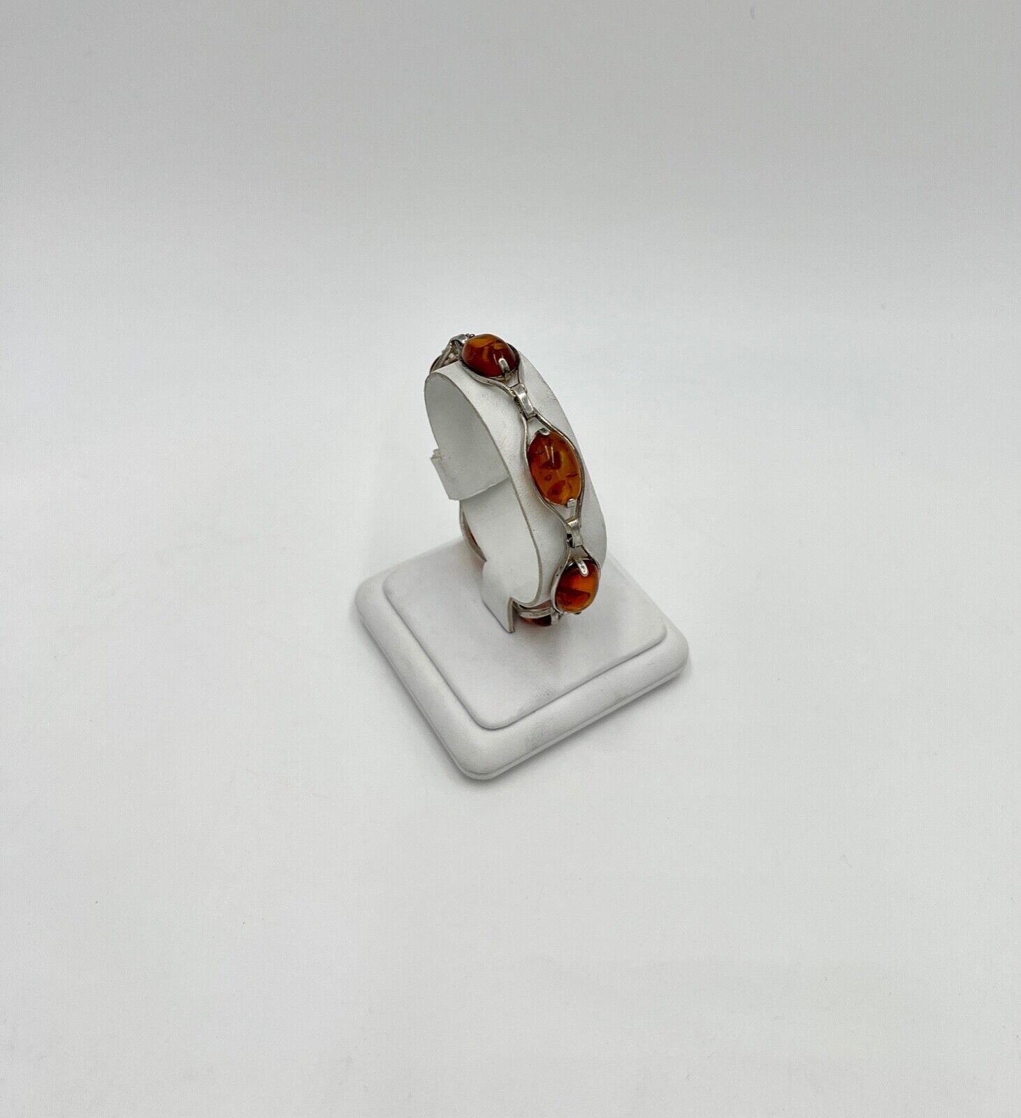 vintage Cabochon Bernstein Armband Gliederarmband Silber - Antikhandel-Stuttgart