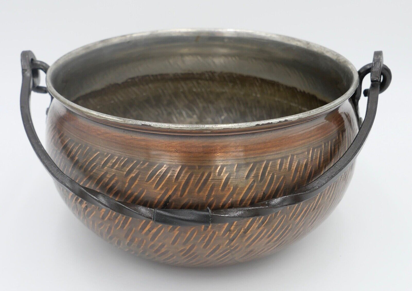 Wagner West Germany Kupfer Blumentopf Hängetopf Topf Kübel mit Henkel - Antikhandel-Stuttgart