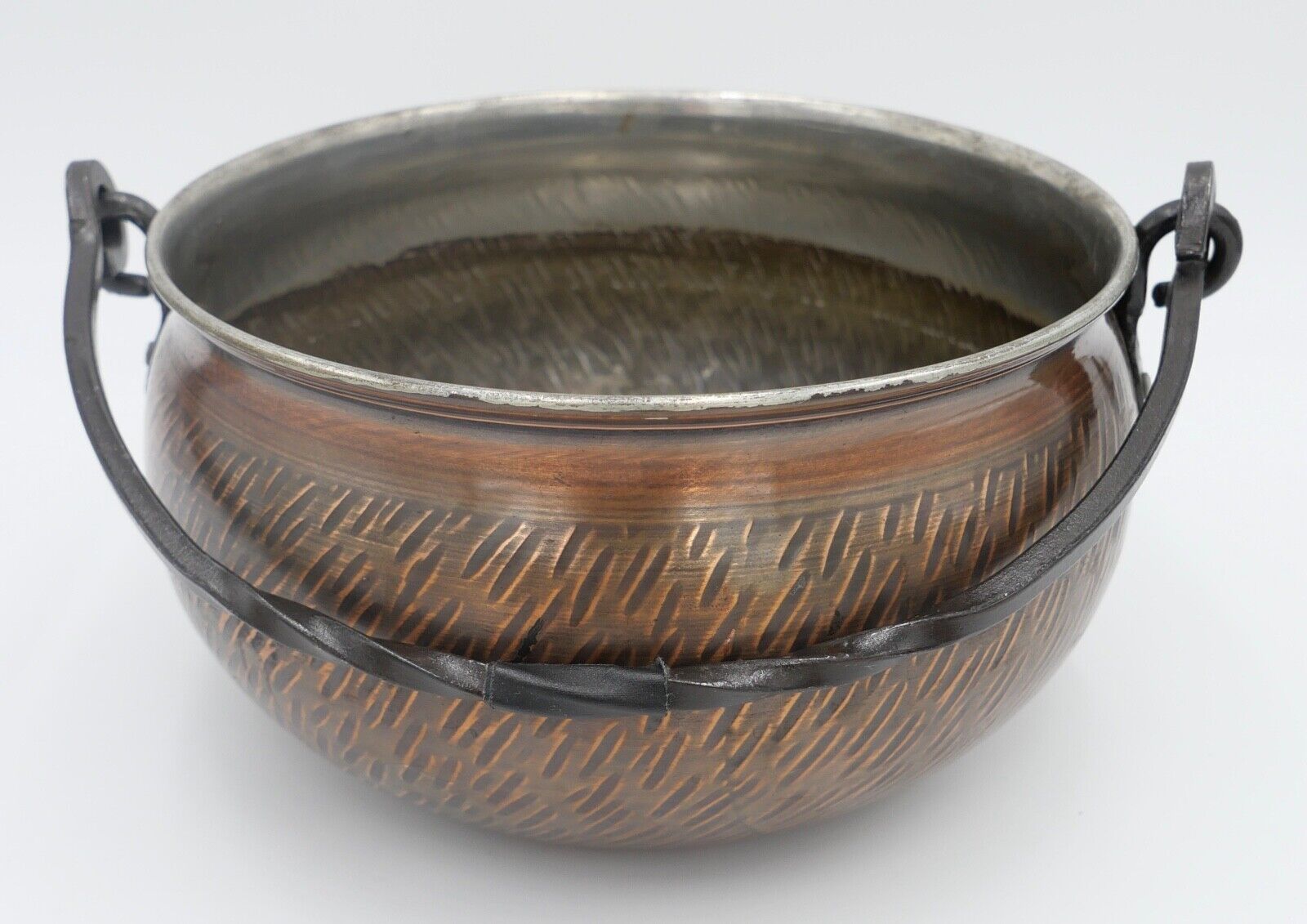 Wagner West Germany Kupfer Blumentopf Hängetopf Topf Kübel mit Henkel - Antikhandel-Stuttgart