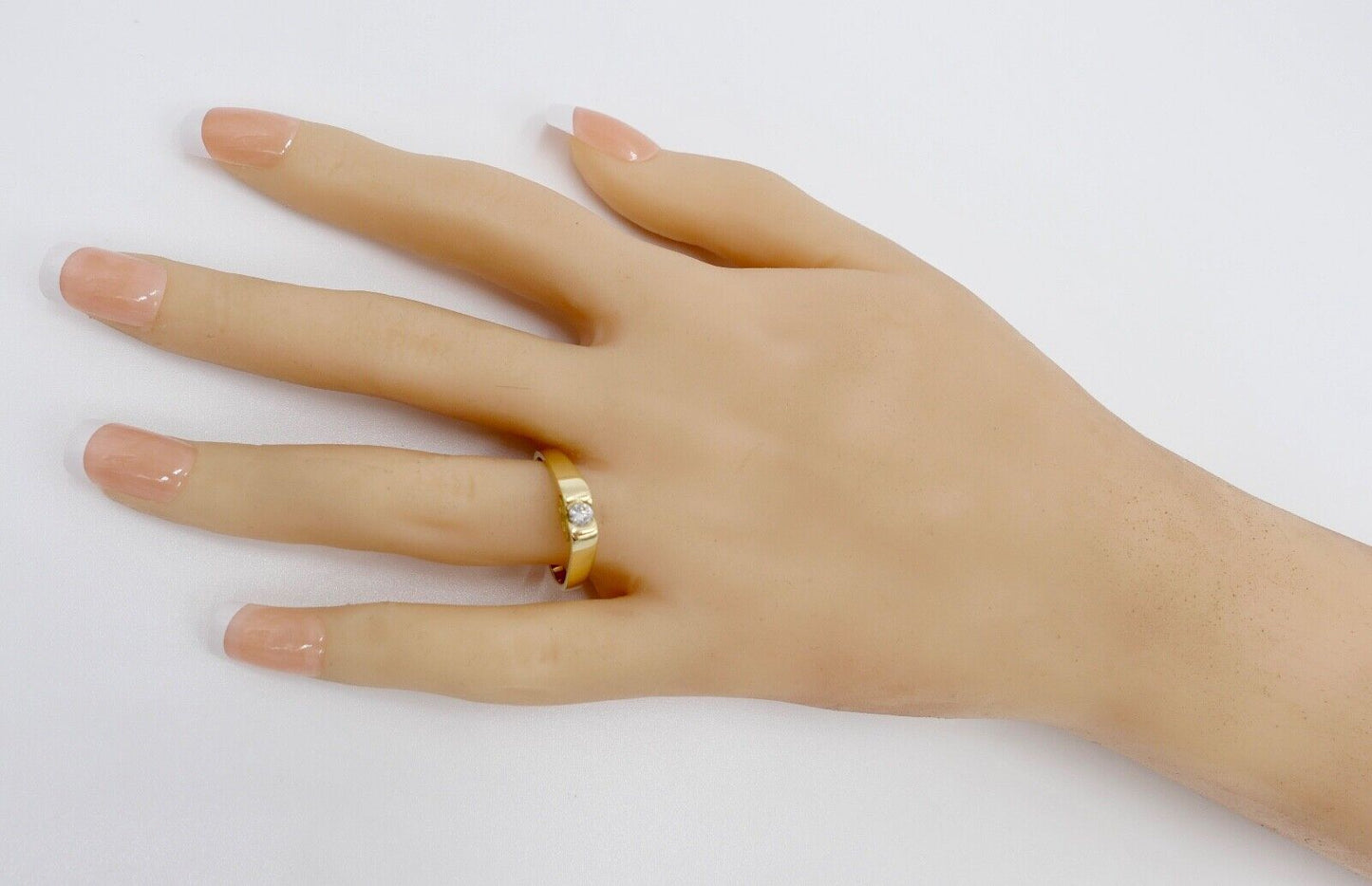 Massiver 80er Jahre Solitär Brillant Spannring 585 14K Gold Ring Gr.59 - Antikhandel-Stuttgart