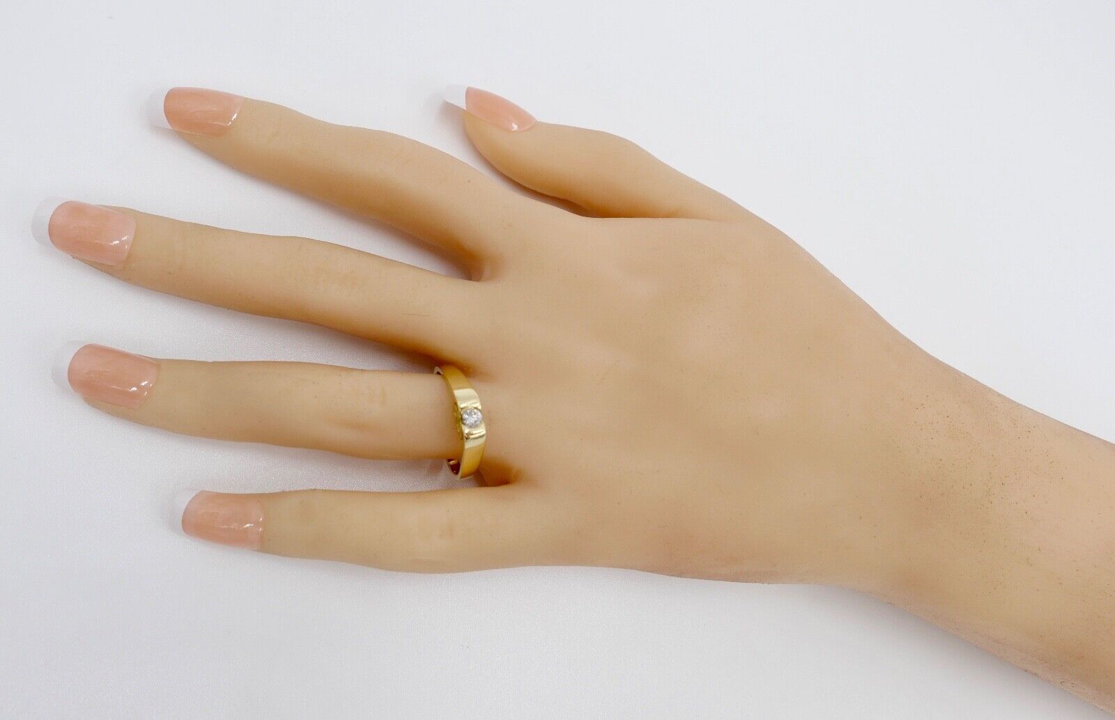 Massiver 80er Jahre Solitär Brillant Spannring 585 14K Gold Ring Gr.59 - Antikhandel-Stuttgart