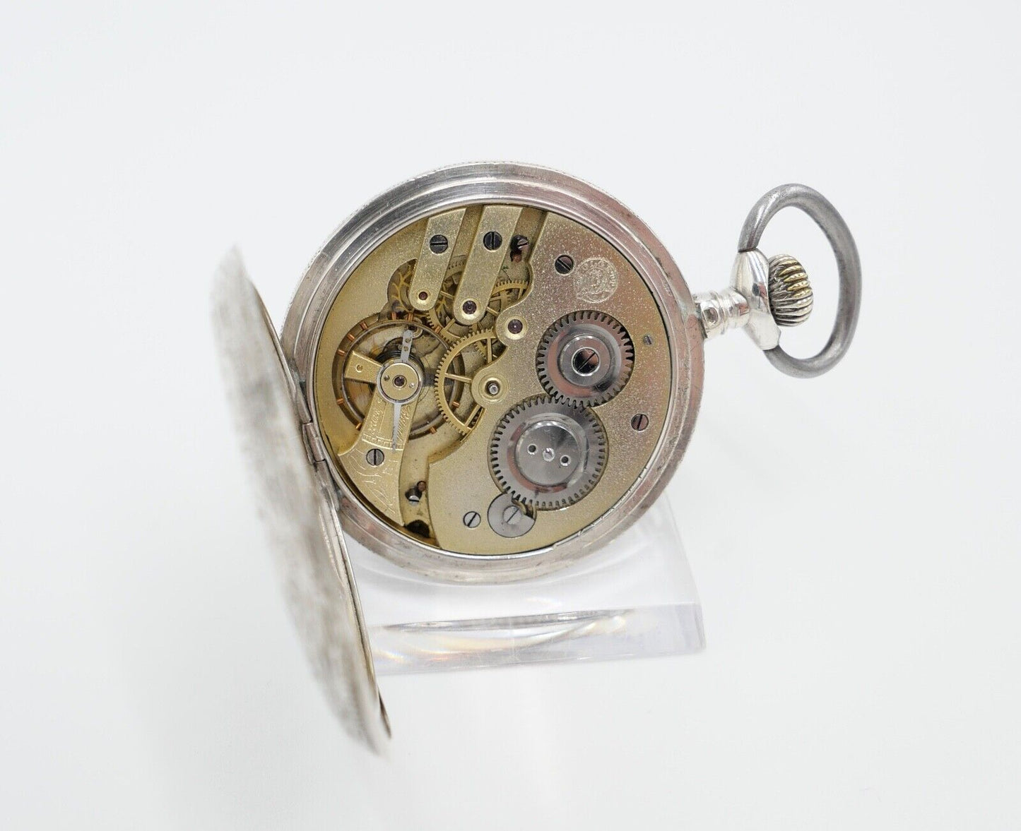 große antike Silber Savonette Taschenuhr Ø 53 mm um 1900 Olgetta funktionsfähig - Antikhandel-Stuttgart