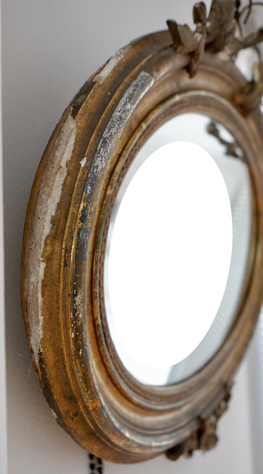 Antiker ovaler Wandspiegel 19. JH. 82x65cm um 1820 Restaurierungsbedürftig - Antikhandel-Stuttgart