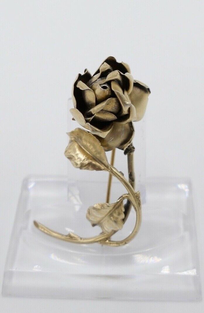 antike Brosche 40er Jahre Rosen Stabbrosche vergoldet Punze Ges. Gesch - Antikhandel-Stuttgart