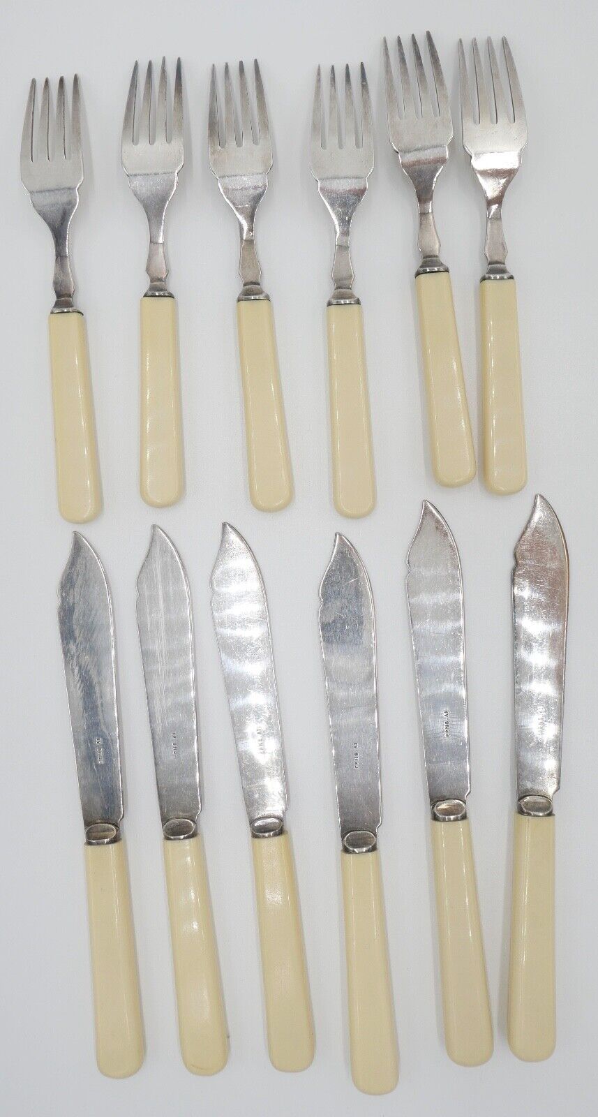 12 Teile E.P.N.S. Besteck 30er / 40er Jahre vintage Gabel Fischmesser - Antikhandel-Stuttgart