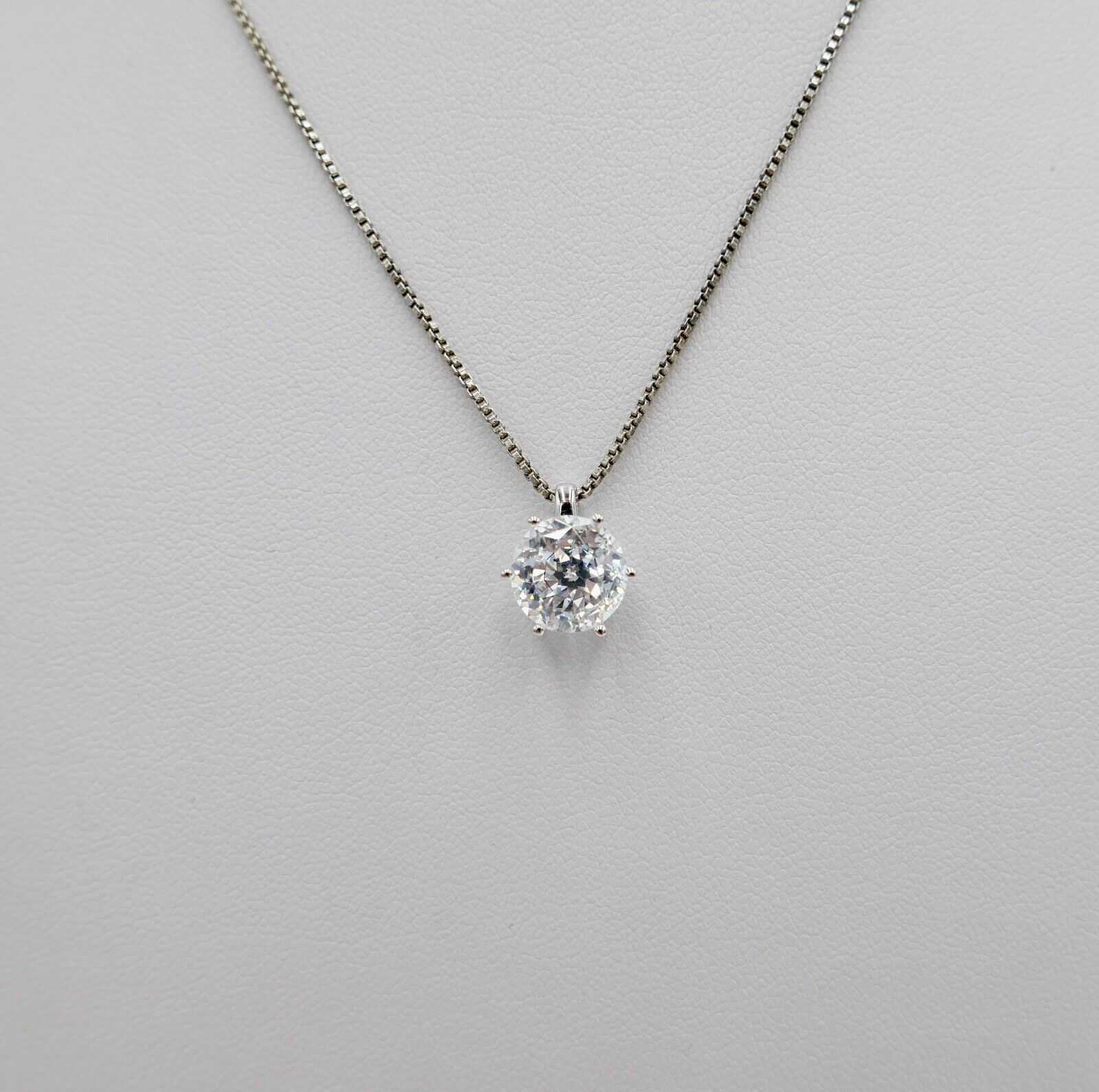 90er Jahre Solitär Weißgold 585 14K Anhänger mit Zirkonia DQCZ NEU - Antikhandel-Stuttgart